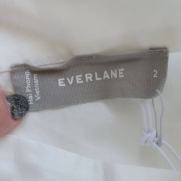 Everlane The Wing Shoulder Mockneck Ruffle Top Womens Size 2 White Cotton NWT - Picture 5 of 7
